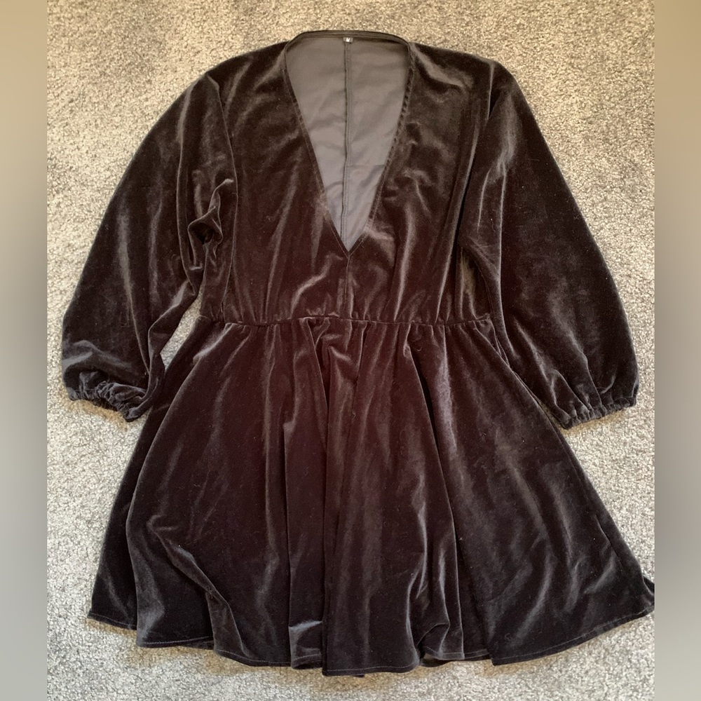 Black velvet dress.